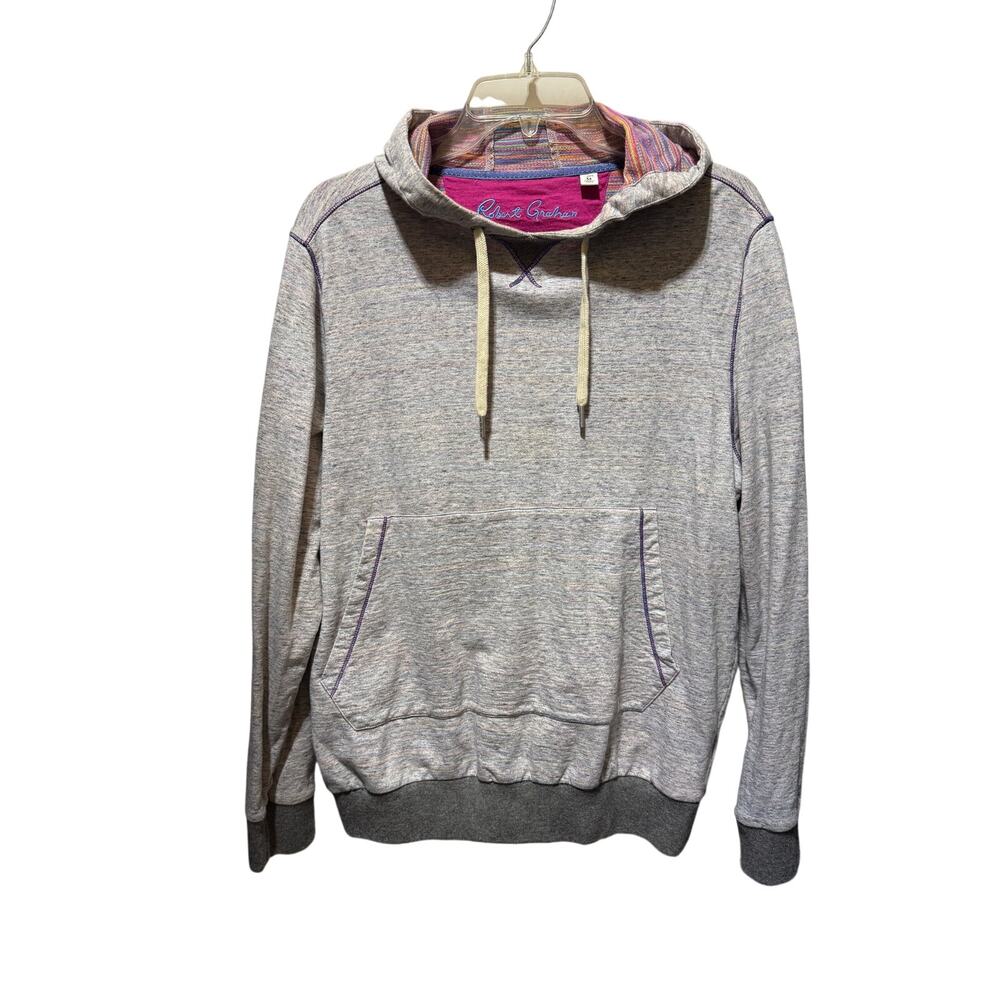 Robert Graham Pullover Hoodie W/Striped Inner Hood & Lining Size M